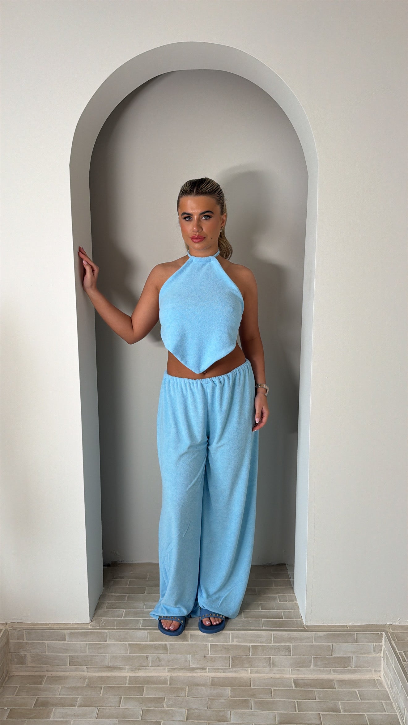 Blue Towelling Trousers