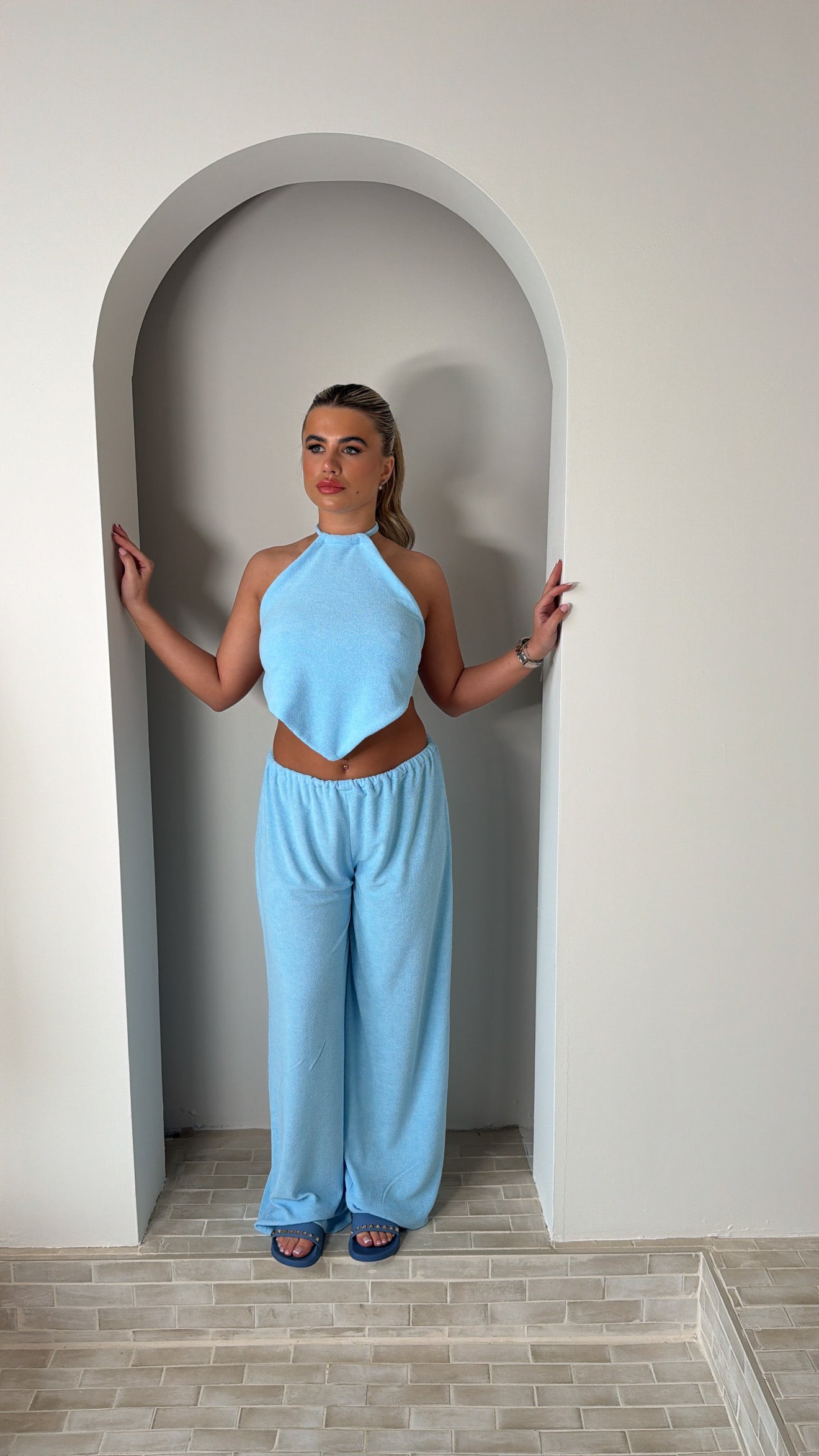 Blue Towelling Trousers