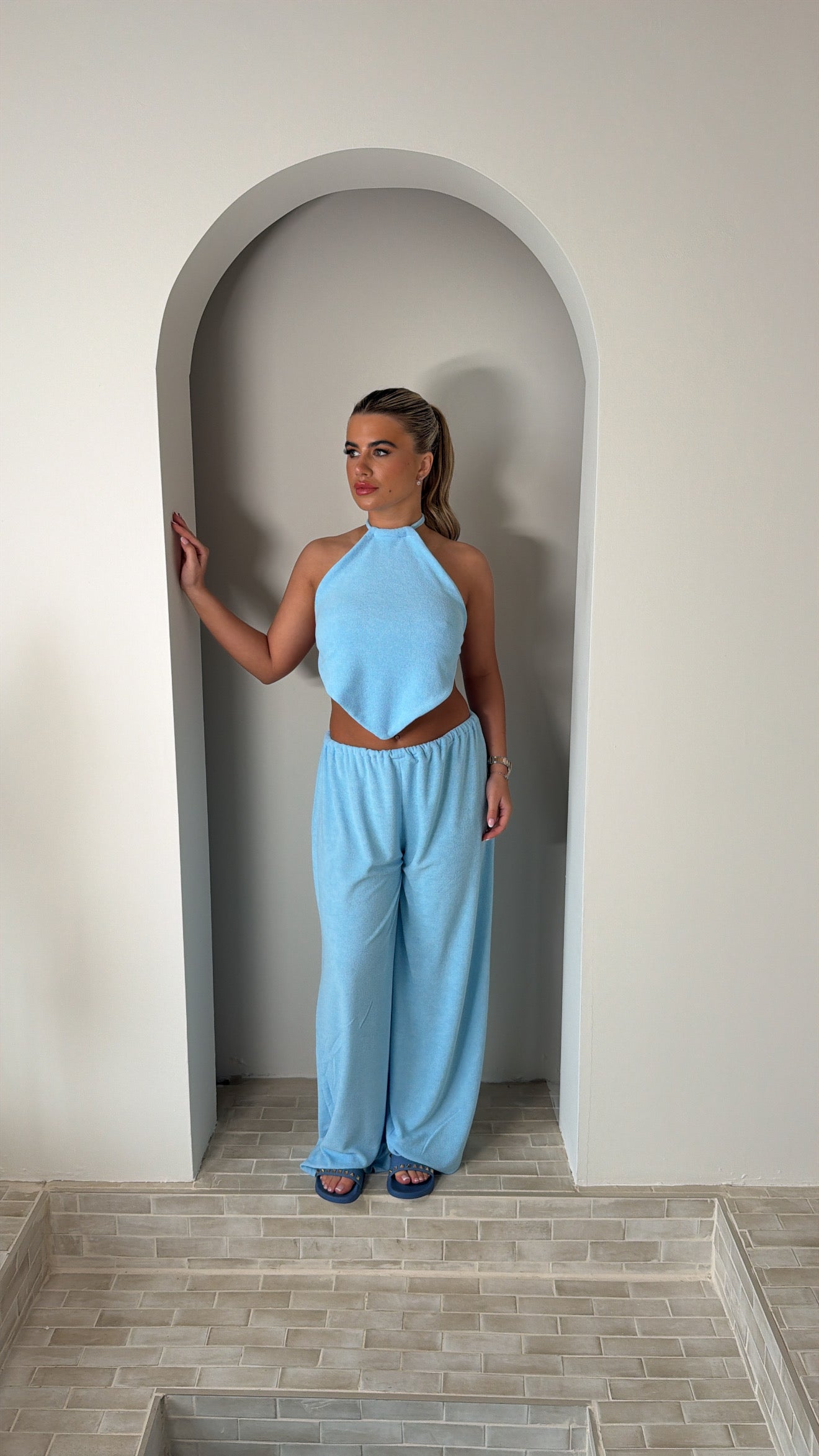 Blue Towelling Trousers